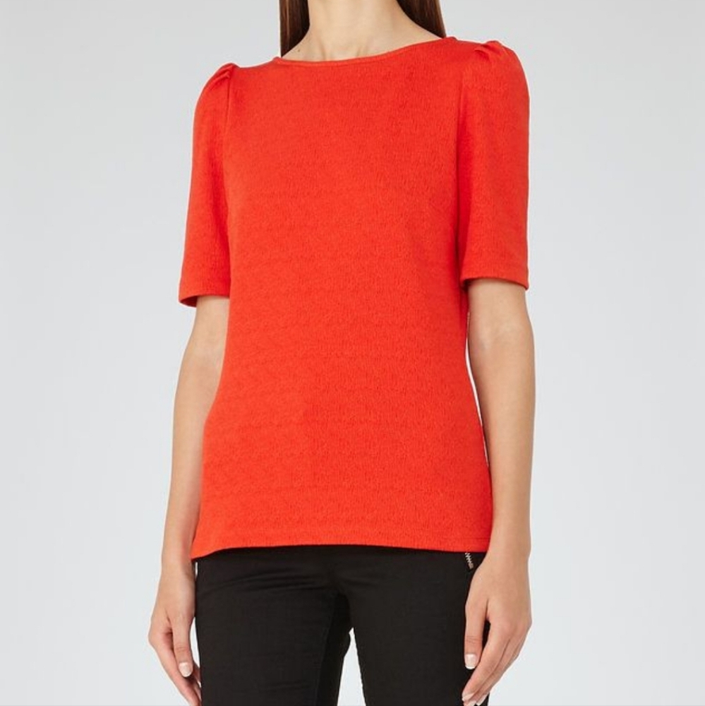 REISS Lisa Puff Short Sleeve Top | S